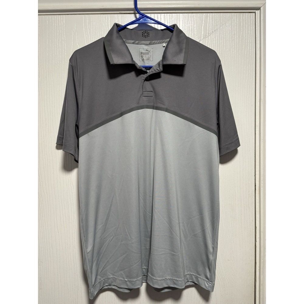 PUMA‎ Golf Two Tone Gray Dry Cell Performance Stretch Polo Shirt Medium